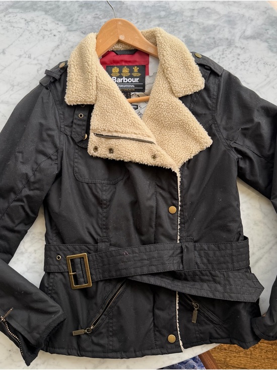Barbour Jackets & Blazers - Barbour Black Utility Jacket with Cream Sherpa Collar